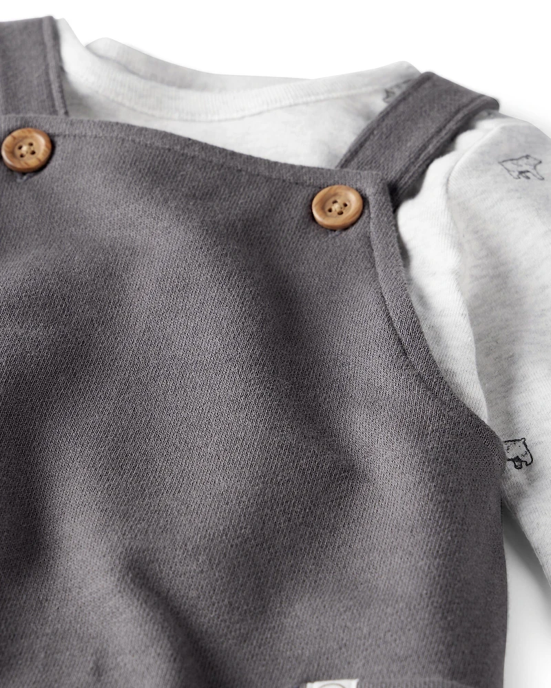 Baby 2-Piece Organic Cotton Overall Set in Bear Print