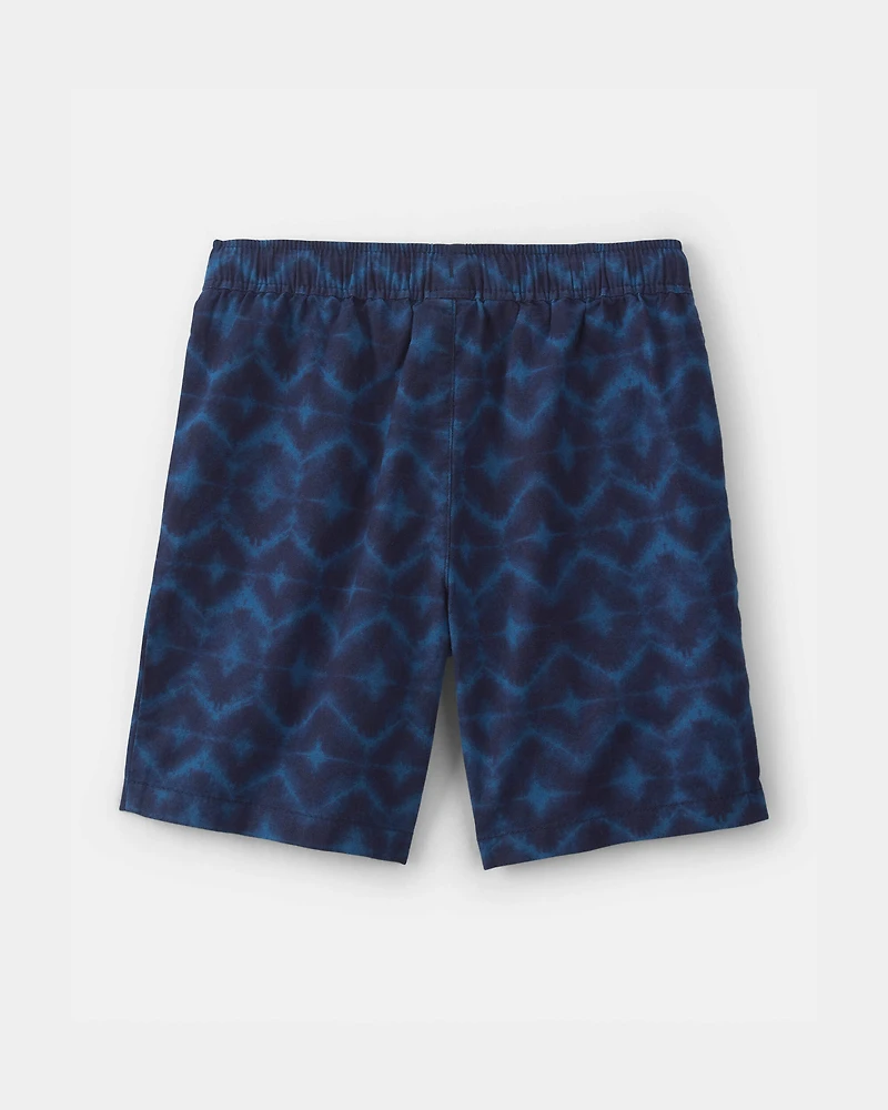 Boys Shibori Twill Cargo Shorts - Blue