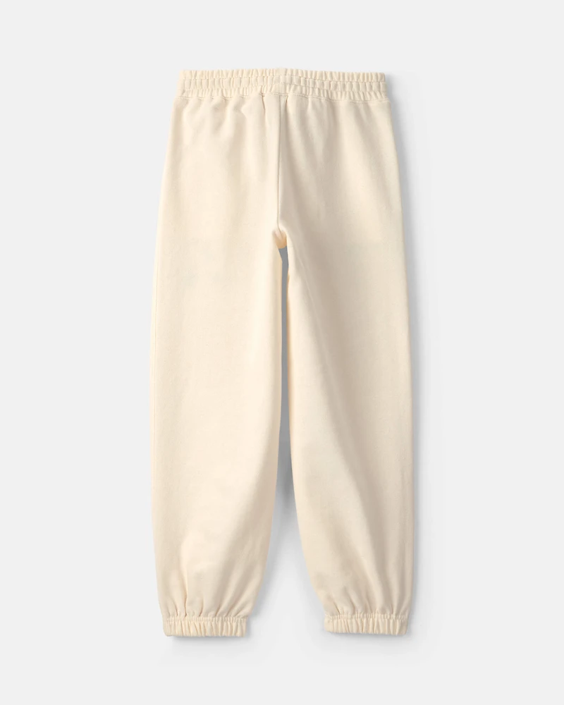 Girls '95' Floral French Terry Joggers - Cream
