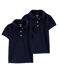 Toddler 2-Pack Pique Uniform Polo Shirts - Navy