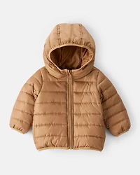 Baby Packable Hooded Puffer Jacket - Brown