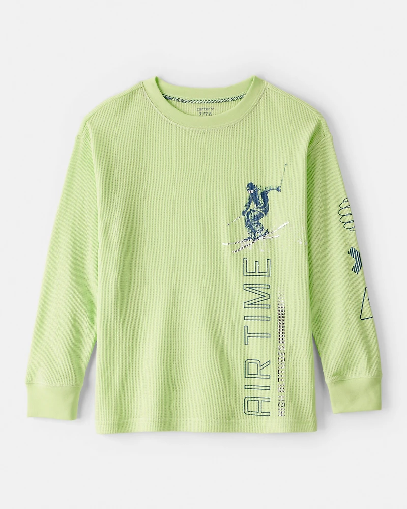 Boys Skiing Long-Sleeve Graphic Tee - Green