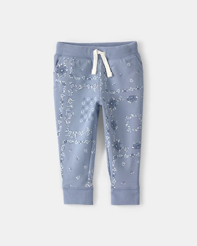 Baby Girl Floral Drawstring Knit Joggers