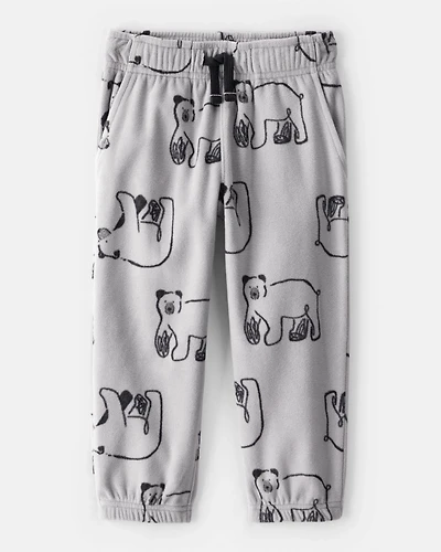 Toddler Boy Polar Bear Fleece Joggers - Grey