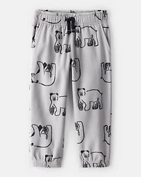 Toddler Boy Polar Bear Fleece Joggers - Grey