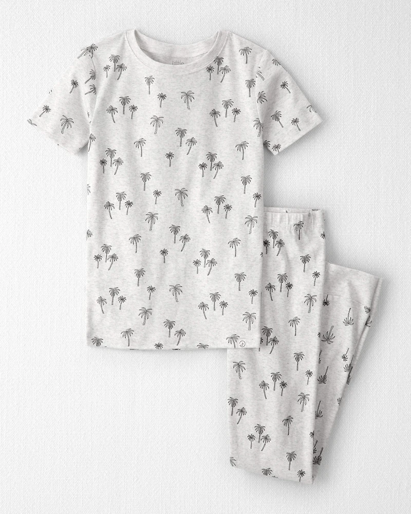Kid 2-Piece Organic Cotton Pajamas in Palm Trees