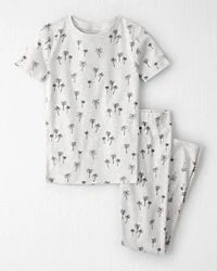 Kid 2-Piece Organic Cotton Pajamas in Palm Trees