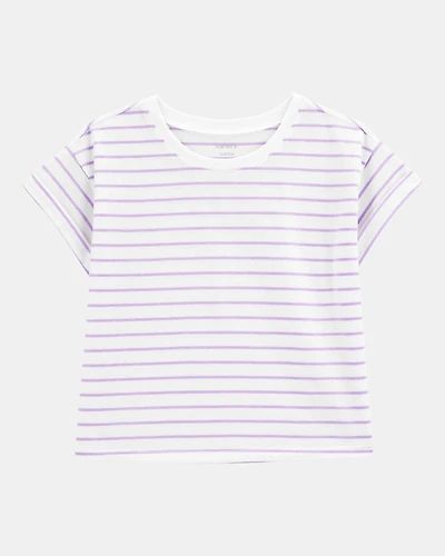 Kid Striped Short-Sleeve Fashion Top - Purple