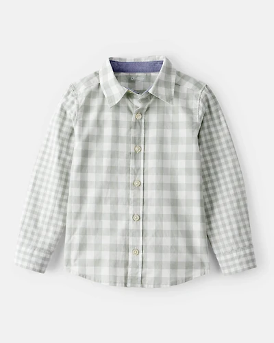Toddler Boy Long-Sleeve Plaid Button Down Shirt - Green