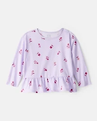 Toddler Girl 2-Piece Floral Long-Sleeve Top & Flared Leggings Set - Purple