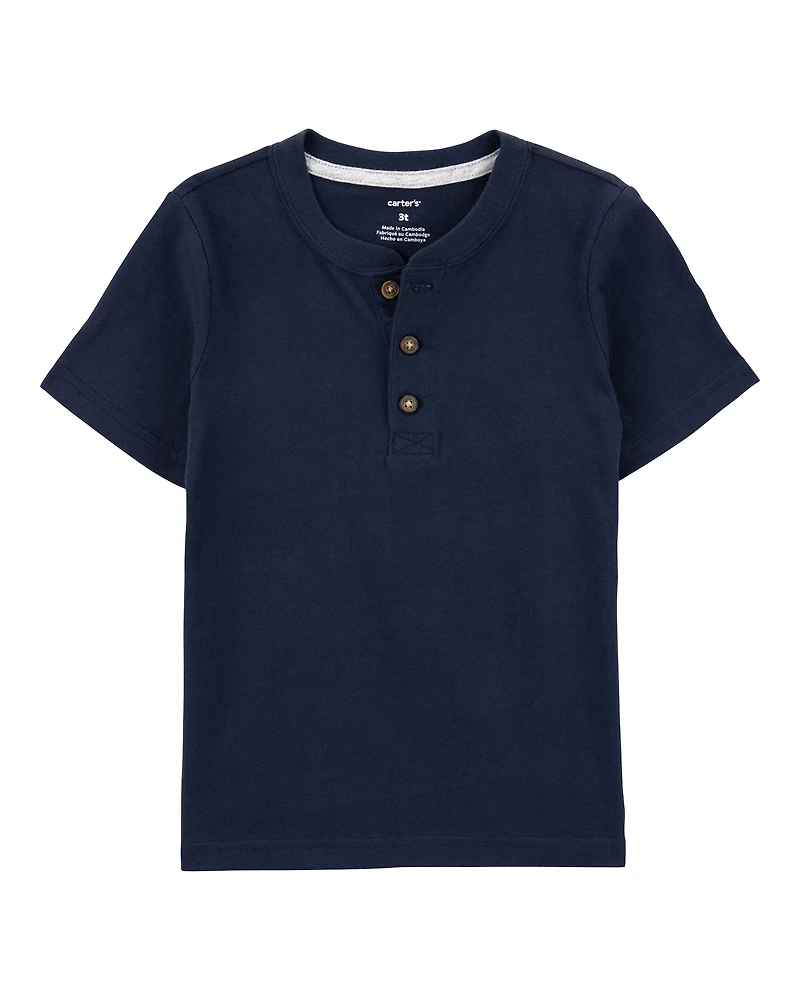 Baby Boy Short-Sleeve Henley Tee - Navy
