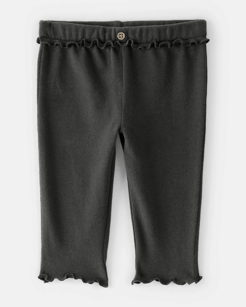 Baby Girl Flutter-Waist Pants - Black