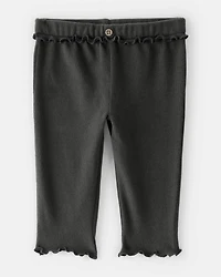 Baby Girl Flutter-Waist Pants - Black