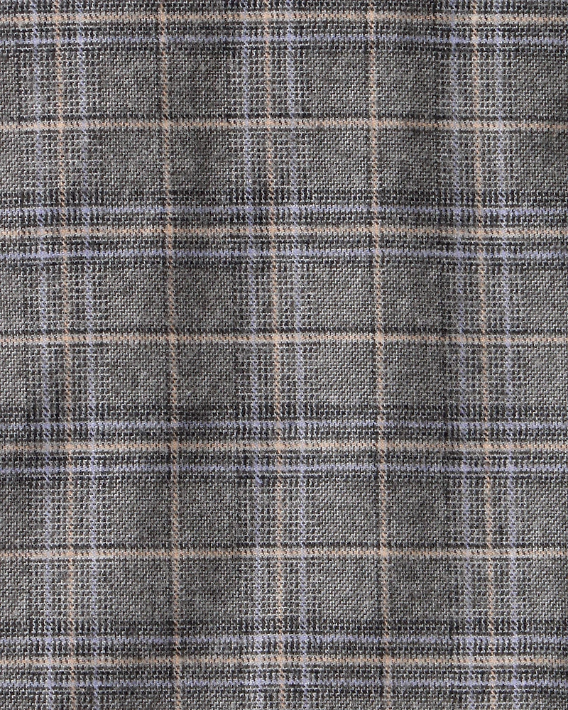 Girls Plaid Cotton Skirt - Grey