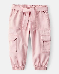 Baby Girl 2-Piece Polka Dot Top & Cotton Cargo Joggers Set - Pink