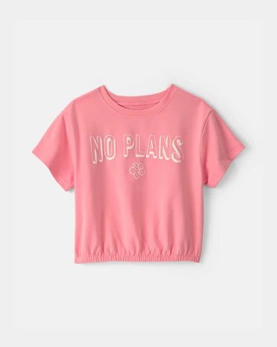 Girls 'No Plans' French Terry Top - Pink