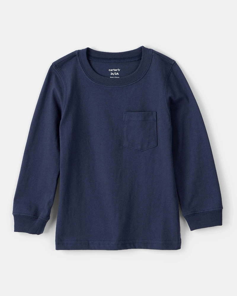Toddler Boy Long-Sleeve Pocket Tee - Navy