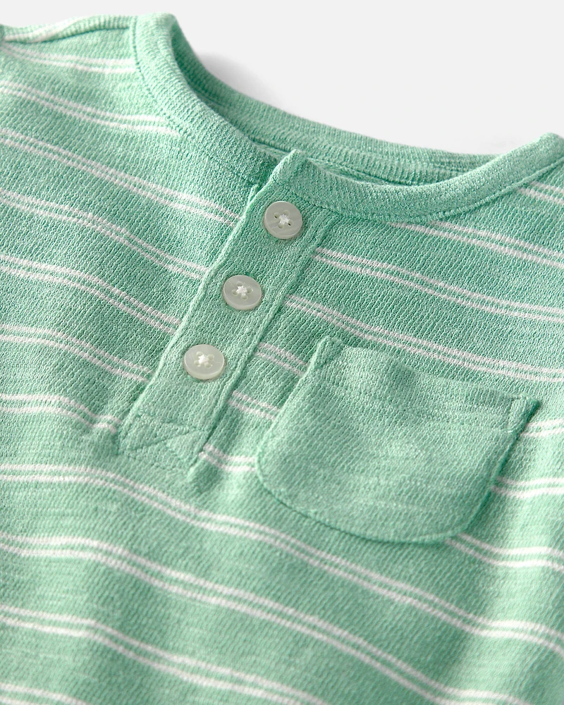 Baby Short-Sleeve Romper Made with Organic Cotton in Stripes