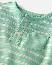 Baby Short-Sleeve Romper Made with Organic Cotton in Stripes