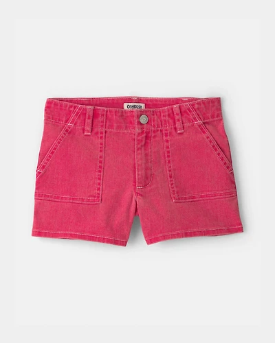 Girls Stretch Twill Shorts - Red