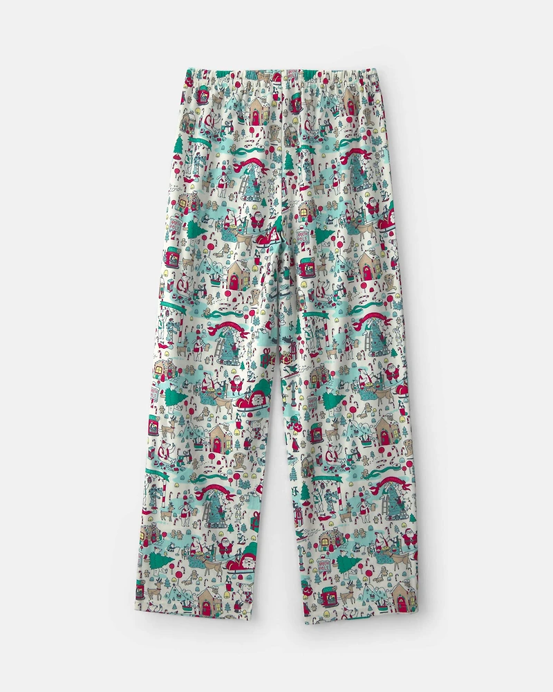 Kids Christmas Scavenger Hunt Fleece Loose Fit Pajama Bottoms