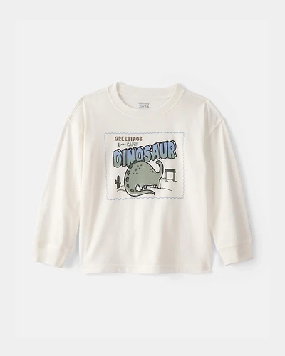 Toddler Boy Dinosaur Long-Sleeve Graphic Tee - Ivory
