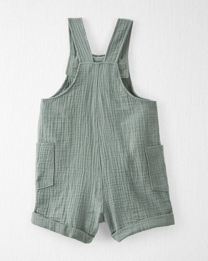 Toddler Organic Cotton Gauze Shortalls in Green