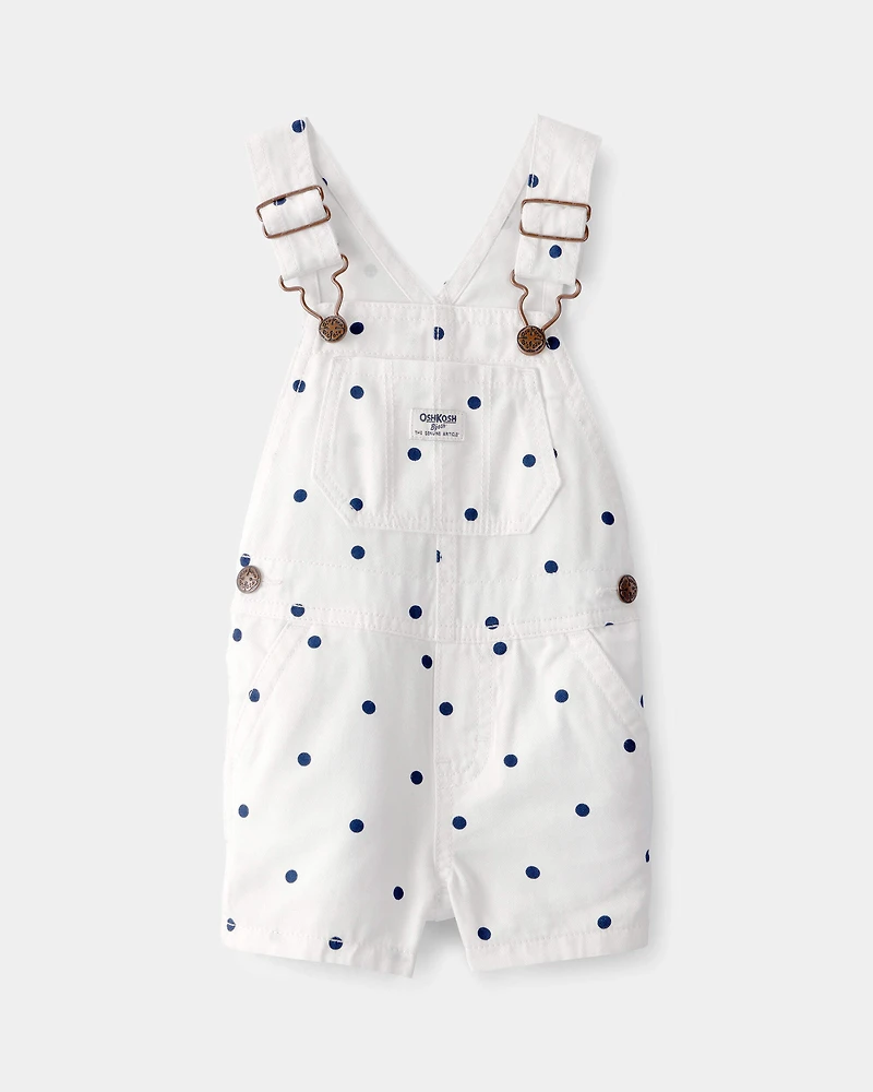 Baby Girl Polka Dot Shortall - White/Blue