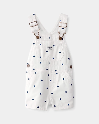 Baby Girl Polka Dot Shortall - White/Blue