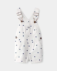 Baby Girl Polka Dot Shortall - White/Blue