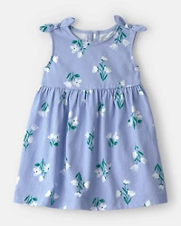 Baby Girl Sleeveless Floral Dress - Blue