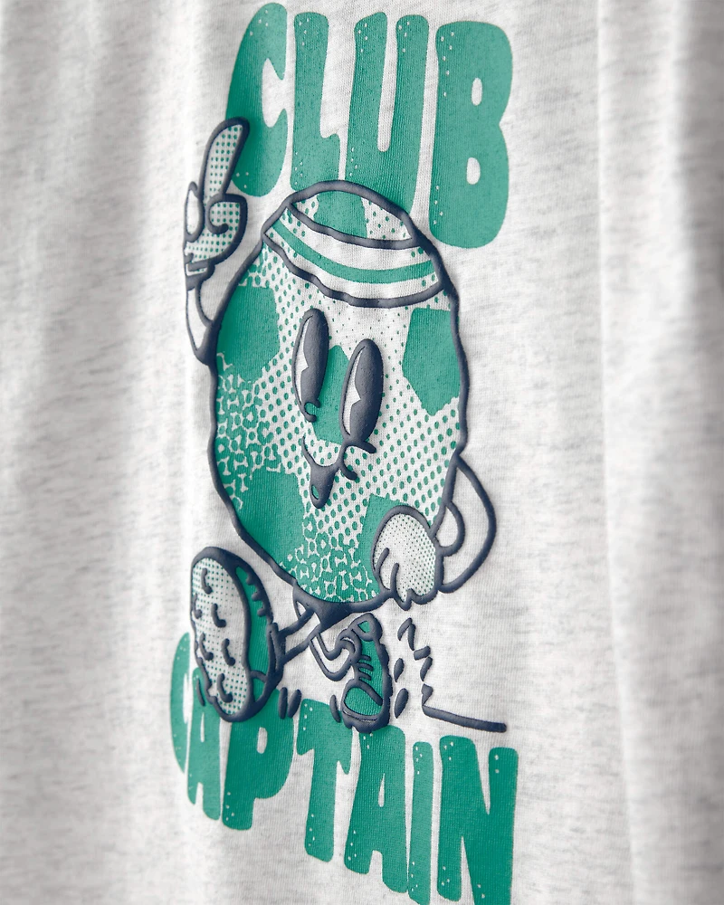 Toddler Boy 2-Piece 'Club Captain' Graphic Tee & French Terry Shorts Set - Grey/Green