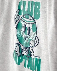 Toddler Boy 2-Piece 'Club Captain' Graphic Tee & French Terry Shorts Set - Grey/Green