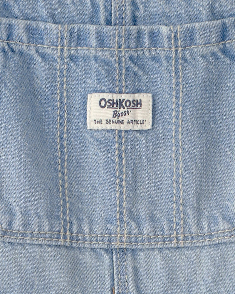 Toddler Girl Denim Patch Overalls - Light Wash
