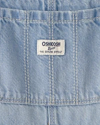 Toddler Girl Denim Patch Overalls - Light Wash