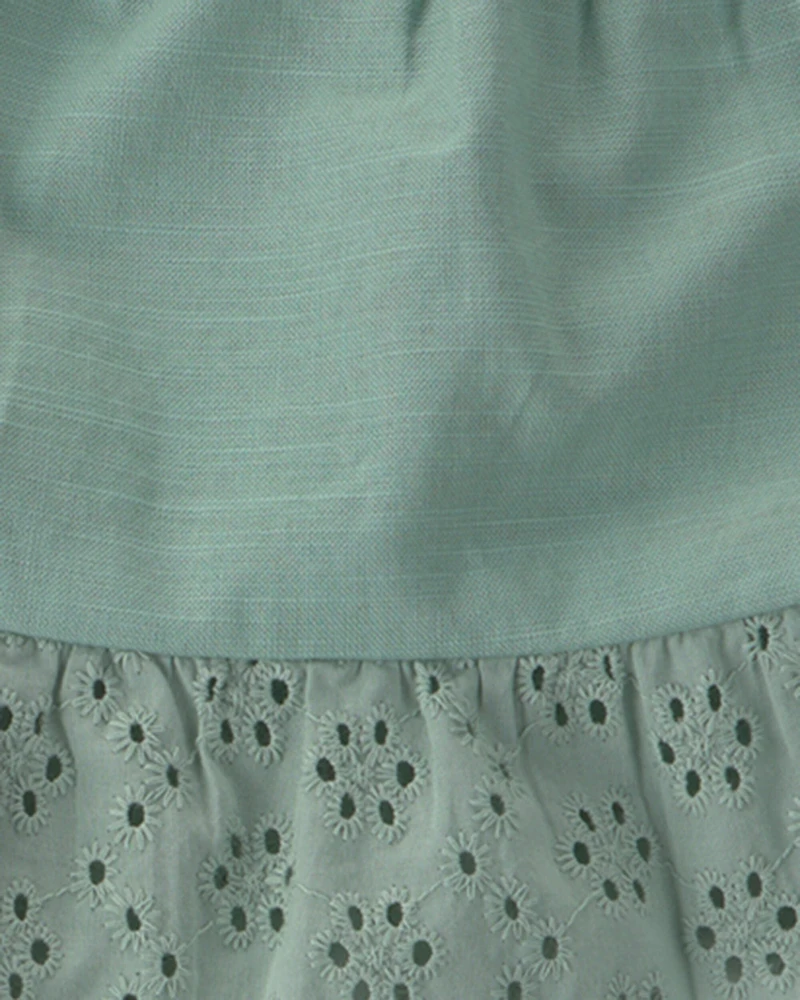 Baby Girl 2-Piece Eyelet Tank Top & Short Set - Green