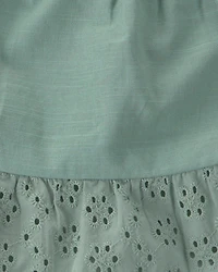 Baby Girl 2-Piece Eyelet Tank Top & Short Set - Green