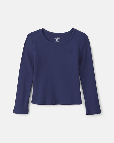Toddler Girl Long-Sleeve Rib Top - Navy Blue