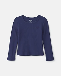 Toddler Girl Long-Sleeve Rib Top - Navy Blue