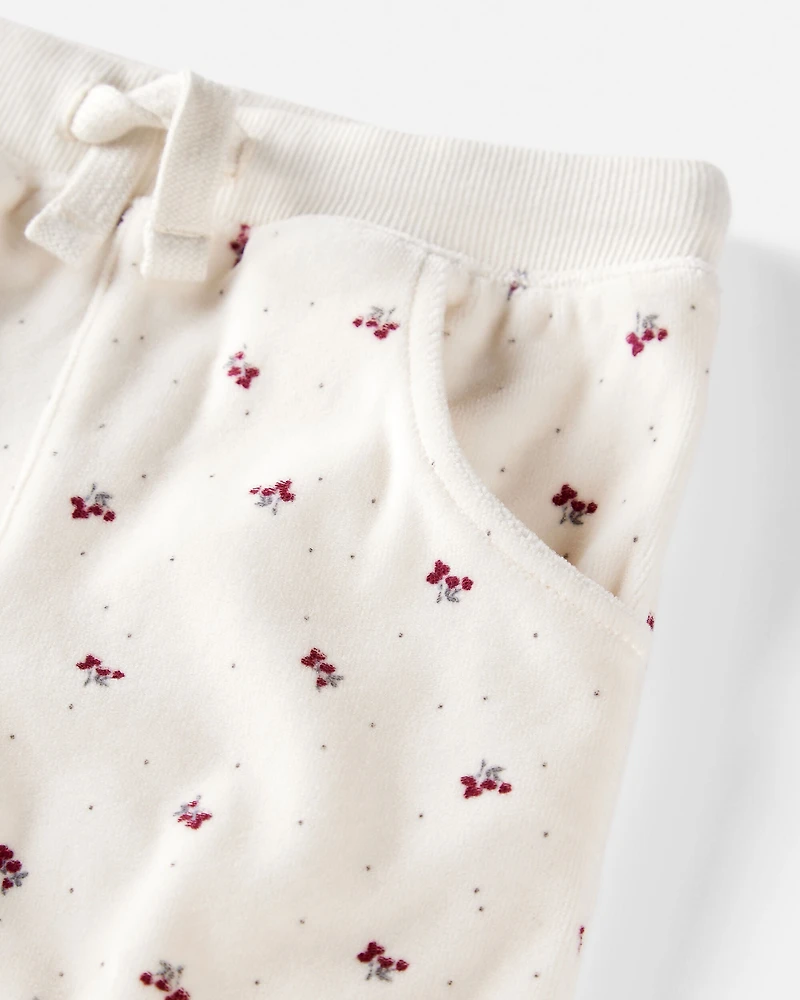 Toddler Girl 2-Piece Organic Cotton Velour Set in Wild Rose Print