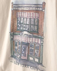 Girls 'New York City' Graphic Tee - Cream