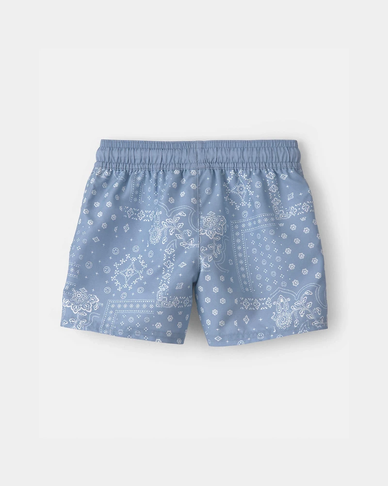 Toddler Boy Bandana Floral Swim Trunks - Blue
