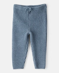 Baby Girl Ribbed Sweater Knit Pants - Blue
