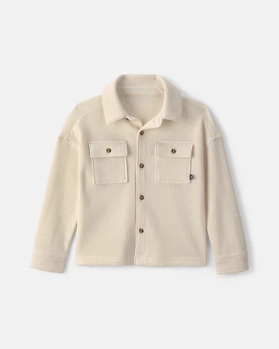 Toddler Boy Thermal Long-Sleeve Button-Down Shirt - Cream