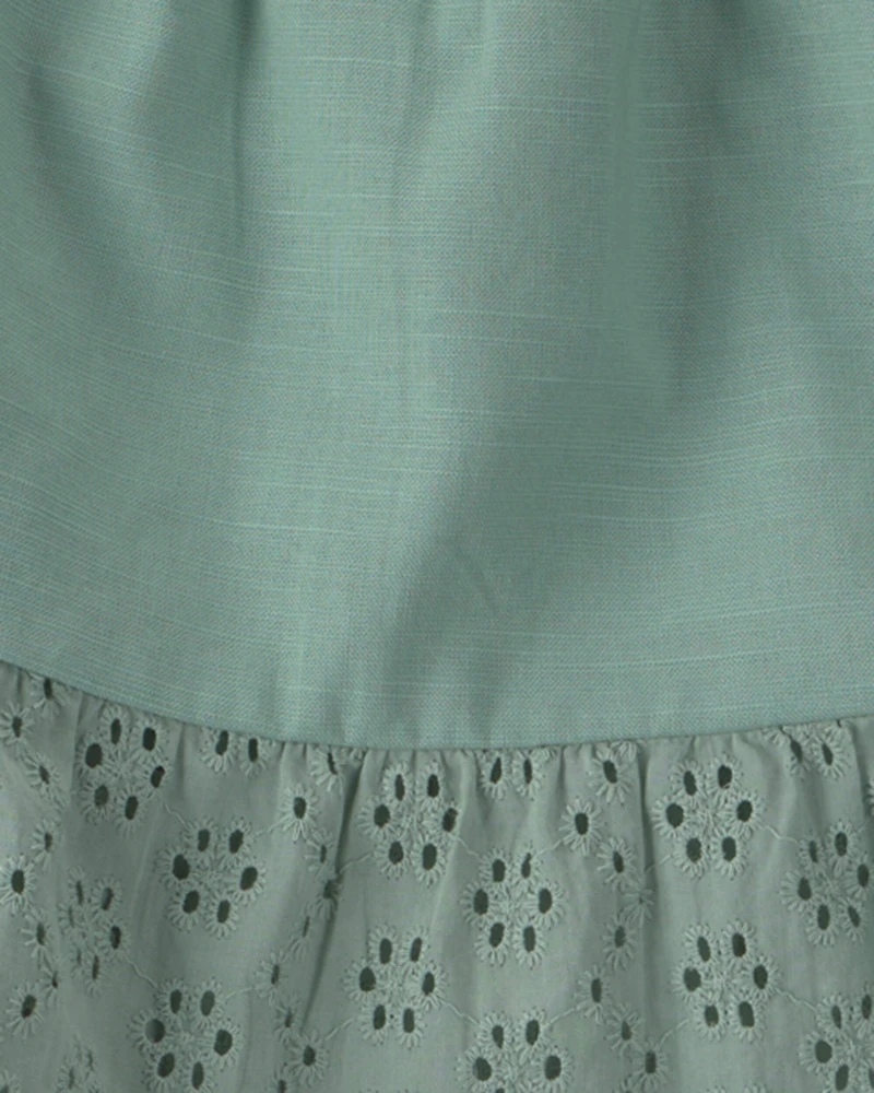 Toddler Girl 2-Piece Eyelet Tank Top & Short Set - Green