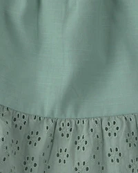 Toddler Girl 2-Piece Eyelet Tank Top & Short Set - Green
