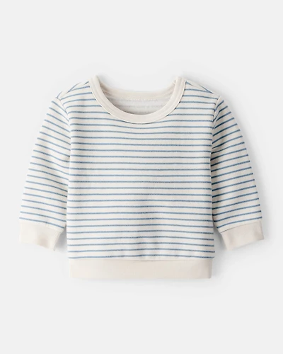 Baby Boy DayDream Fleece Stripe Pullover Sweatshirt - Blue