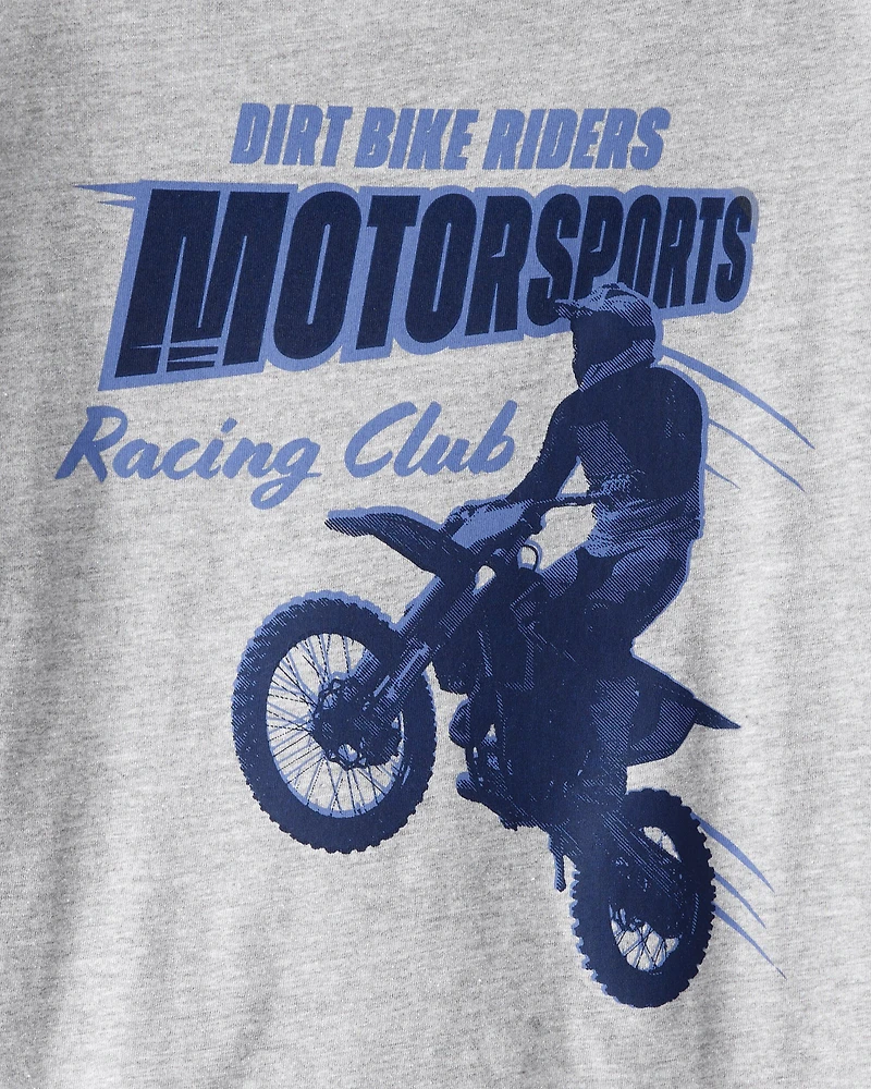 Boys Motorcycle Long-Sleeve Graphic Tee - Grey