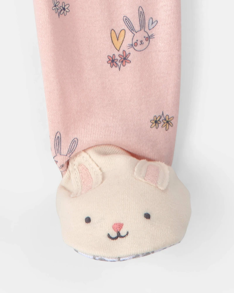 Toddler Girl Easter Bunny 100% Cotton Snug Fit 1-Piece Pajama Set - Pink