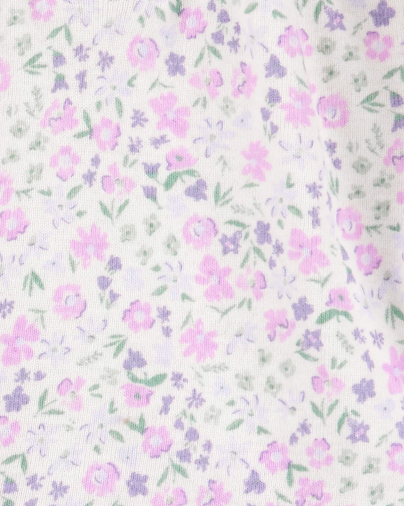 Baby Girl 4-Piece Floral Outfit Set - Purple